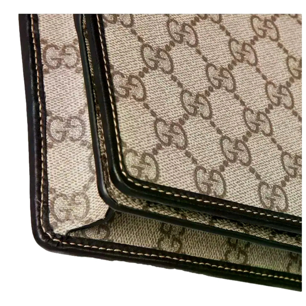 Gucci GG Emblem Canvas and Leather Wallet Mini Crossbody Bag in - Picture 5 of 9